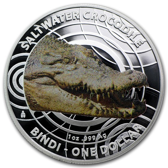 2013 Australia Silver Saltwater Crocodile Bindi Proof (Colorized) 2013 Australia Silver Saltwater Crocodile Bindi Proof (Colorized)